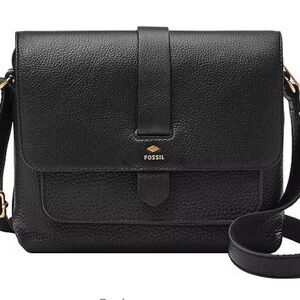 Fossil Black Pebbled Crossbody Bag